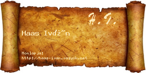 Haas Iván névjegykártya